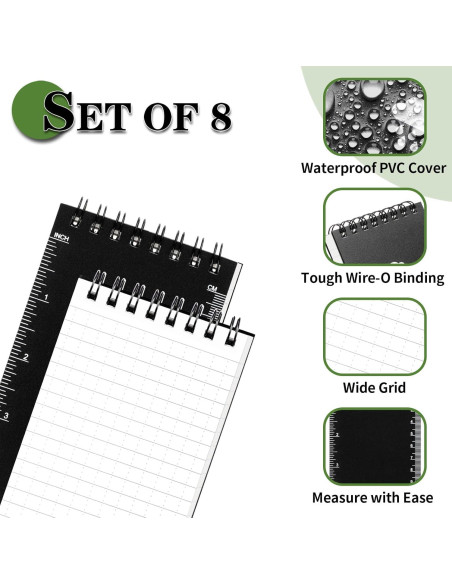 Cuaderno Impermeable COIDEA, Paquete de 8, 7.62 x 12.7 cm