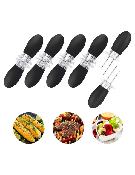 10 Pcs Sujetadores de Mazorca de Maíz AUGSUN Acero Inoxidable Negro