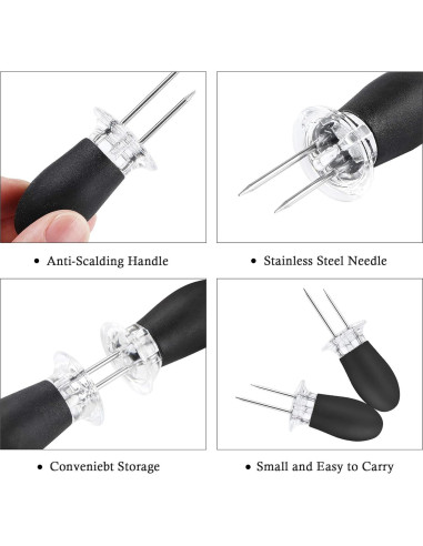 10 Pcs Sujetadores de Mazorca de Maíz AUGSUN Acero Inoxidable Negro