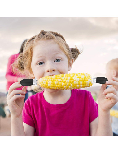 10 Pcs Sujetadores de Mazorca de Maíz AUGSUN Acero Inoxidable Negro