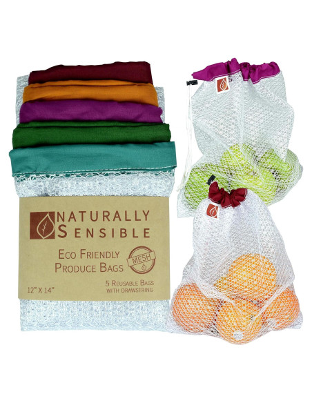 Bolsas Reutilizables Ecológicas Naturalmente Sensible - 5 Piezas