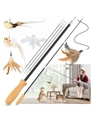 Juguete Interactivo para Gatos ROSAUI Varita de Pesca 109 cm