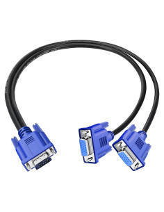 Cable Divisor VGA Pasow 1 Macho a 2 Hembras 0.46m 1080p