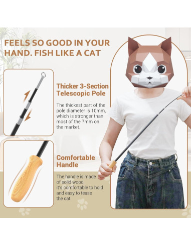 Juguete Interactivo para Gatos ROSAUI Varita de Pesca 109 cm
