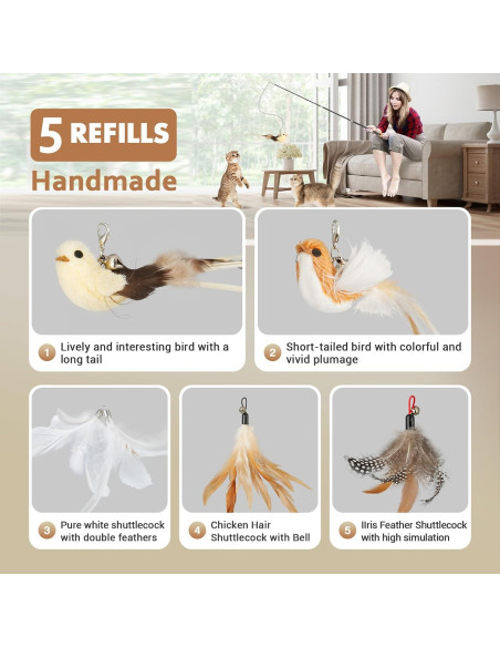 Juguete Interactivo para Gatos ROSAUI Varita de Pesca 109 cm