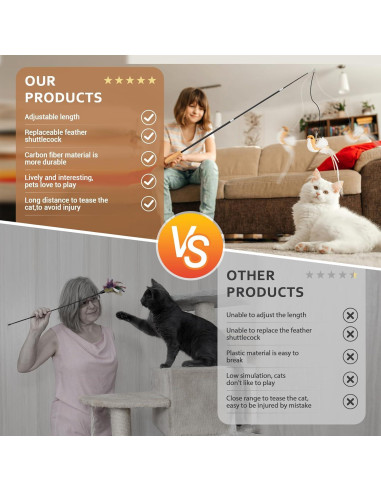 Juguete Interactivo para Gatos ROSAUI Varita de Pesca 109 cm