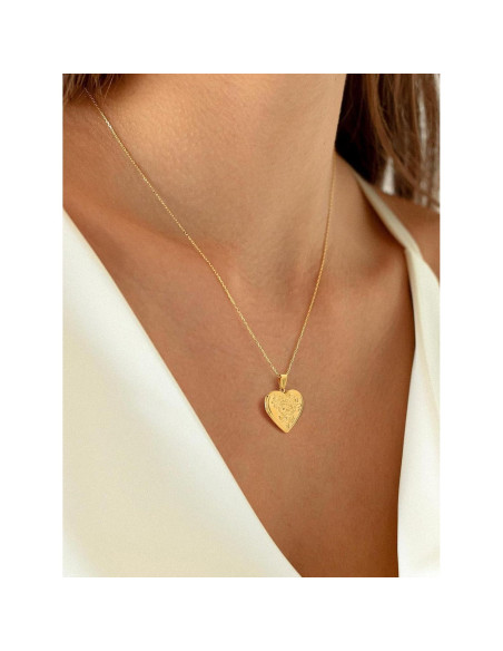 Collar Locket Personalizado U7 Oro Corazón 45.72 cm Collar Locket Personalizado U7 Oro Corazón 45.72 cm