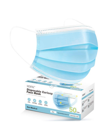 Mascarilla desechable HDFK 3 capas azul para adultos 50 unidades