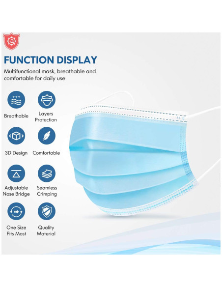Mascarilla desechable HDFK 3 capas azul para adultos 50 unidades