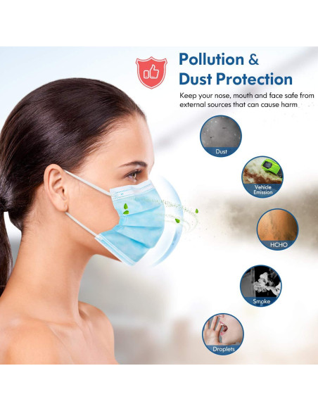 Mascarilla desechable HDFK 3 capas azul para adultos 50 unidades