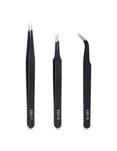 Juego de Pinzas de Precisión Kaverme 3 Piezas Acero Inoxidable