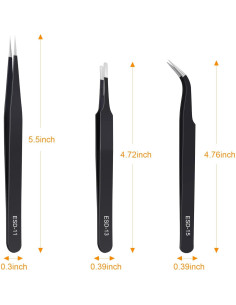 Juego de Pinzas de Precisión Kaverme 3 Piezas Acero Inoxidable 2