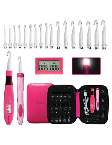 Juego de Ganchillos Iluminados Yarniss Tamaño 17 con Contador