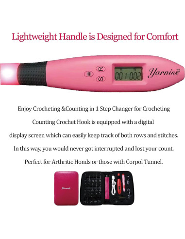 Juego de Ganchillos Iluminados Yarniss Tamaño 17 con Contador