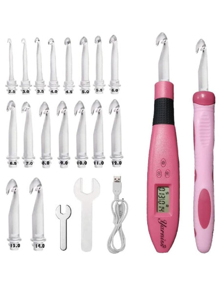 Juego de Ganchillos Iluminados Yarniss Tamaño 17 con Contador