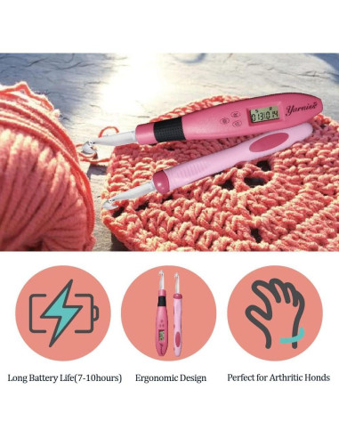 Juego de Ganchillos Iluminados Yarniss Tamaño 17 con Contador