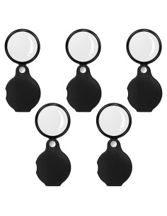 5 Mini Lupas de Bolsillo Awpeye 10X con Protección Negra
