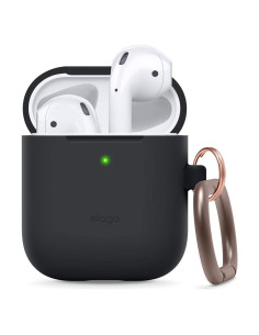 Funda de Silicona elago para AirPods 1 y 2 - Carga Inalámbrica, Negro