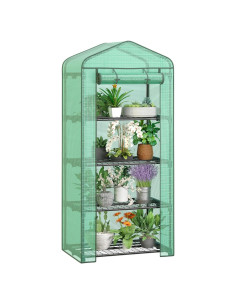 Invernadero portátil LEMY 4 estantes con puerta cremallera