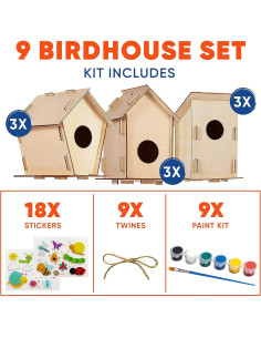 Kit de Manualidades para Niños - 9 Casas de Madera CRAFTY HAPPITOYS 2