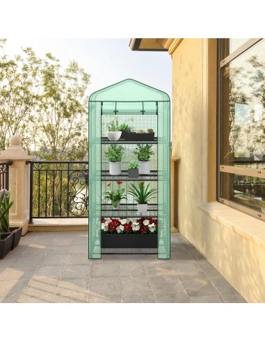 Invernadero portátil LEMY 4 estantes con puerta cremallera