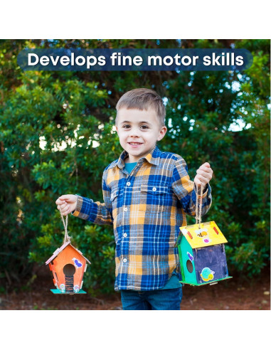 Kit de Manualidades para Niños - 9 Casas de Madera CRAFTY HAPPITOYS