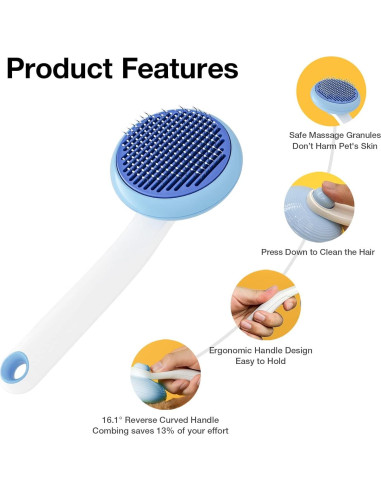 Cepillo Autolimpiante para Mascotas GULIGULI Azul 20.3cm