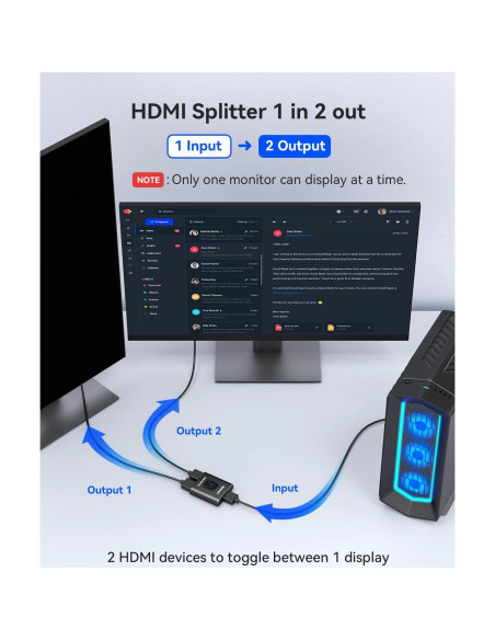 Conmutador HDMI Bidireccional GANA 4K 60Hz Aluminio 1.2m