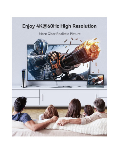 Conmutador HDMI Bidireccional GANA 4K 60Hz Aluminio 1.2m