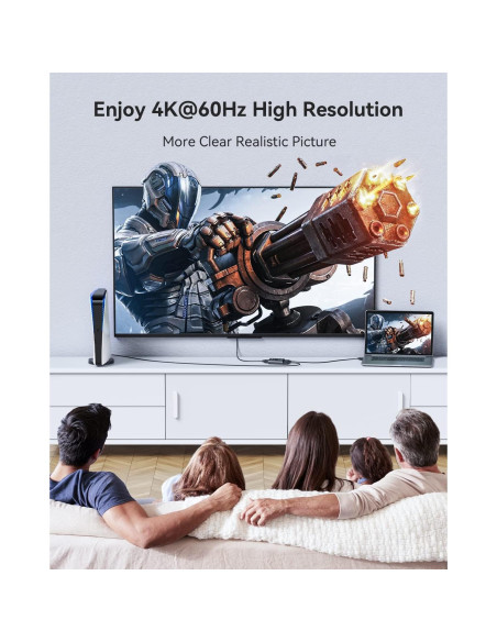 Conmutador HDMI Bidireccional GANA 4K 60Hz Aluminio 1.2m