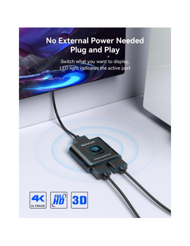 Conmutador HDMI Bidireccional GANA 4K 60Hz Aluminio 1.2m