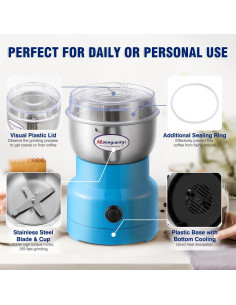 Molinillo de Café Eléctrico Moongiantgo 200W Mini Azul 2