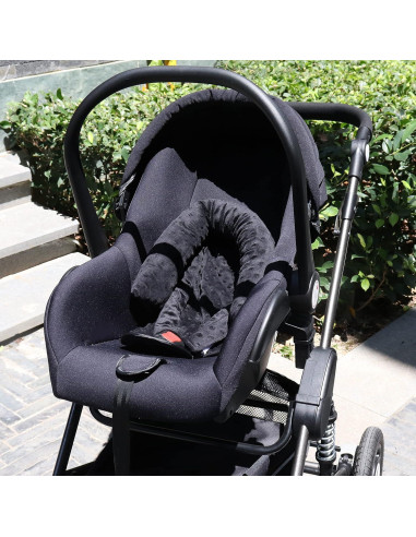 Soporte para cabeza y cubiertas de cinturón para bebé - Negro