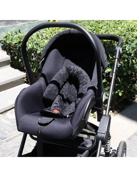 Soporte para cabeza y cubiertas de cinturón para bebé - Negro