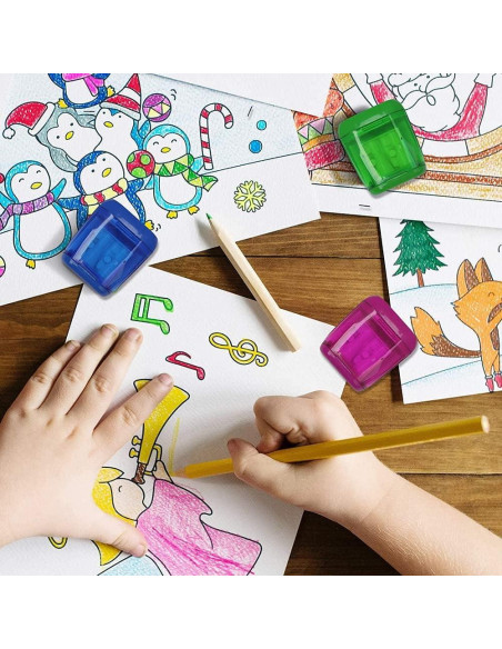 Sacapuntas Manual Doble Agujero SUMAJU 4 Piezas Colorido