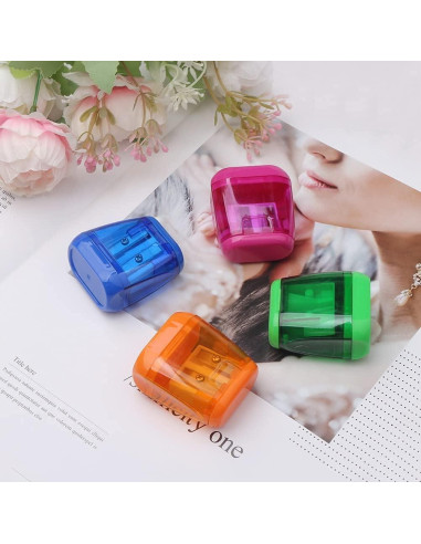 Sacapuntas Manual Doble Agujero SUMAJU 4 Piezas Colorido