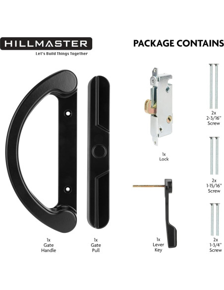 Juego de Manijas para Puerta de Patio HILLMASTER Negro 45