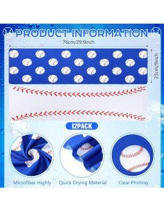 12 Toallas Enfriadoras de Microfibra Remagr 76.2x22.9cm Béisbol 2