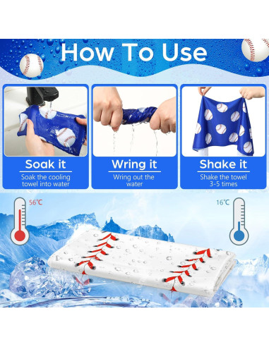 12 Toallas Enfriadoras de Microfibra Remagr 76.2x22.9cm Béisbol