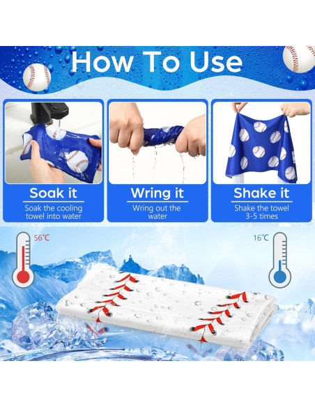 12 Toallas Enfriadoras de Microfibra Remagr 76.2x22.9cm Béisbol