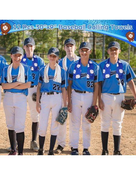 12 Toallas Enfriadoras de Microfibra Remagr 76.2x22.9cm Béisbol