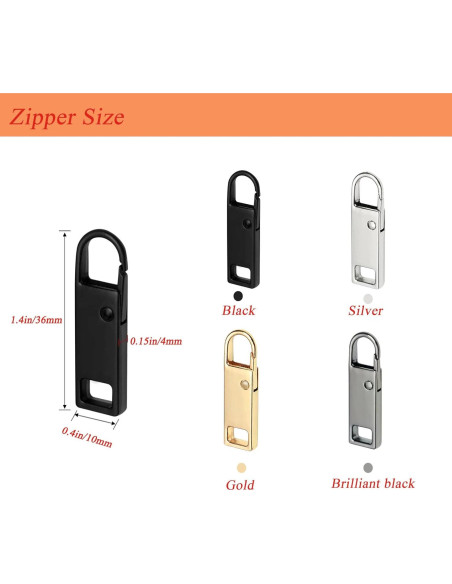 Tiradores de Cremallera Urmspst 8 Piezas Metal 4 Colores