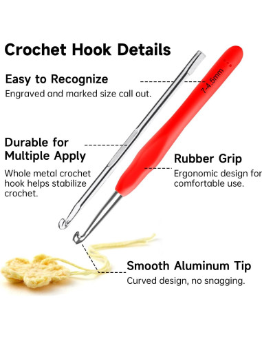 Kit de Ganchos de Crochet Inscraft 67 Pcs con Mangos Ergonómicos