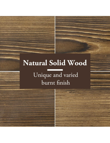 Juego de 2 Cestas de Alambre MyGift con Base de Madera Quemada