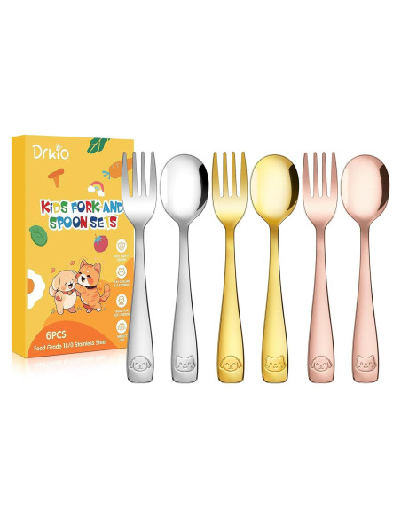 Set de Cubiertos para Niños DRKIO - 6 Piezas de Acero Inoxidable Set de Cubiertos para Niños DRKIO - 6 Piezas de Acero Inoxidable
