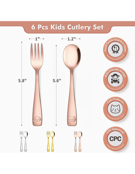 Set de Cubiertos para Niños DRKIO - 6 Piezas de Acero Inoxidable Set de Cubiertos para Niños DRKIO - 6 Piezas de Acero Inoxidable