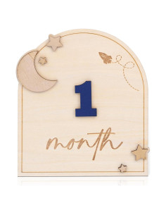 Tarjetas de Hitos Mensuales 3D CUNCUN Madera Bebé 15.7 cm