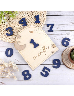Tarjetas de Hitos Mensuales 3D CUNCUN Madera Bebé 15.7 cm 2