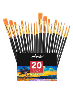 Conjunto de Pinceles AROIC 20 Piezas Nylon para Pintura