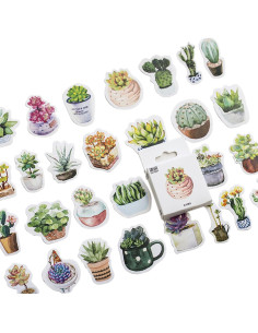 Stickers Estéticos de Suculentas KetA - 50 Piezas Verde 2
